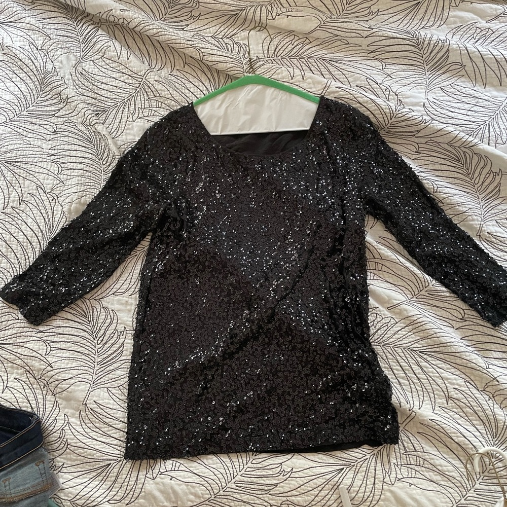 Black sequin Jcrew top. Small